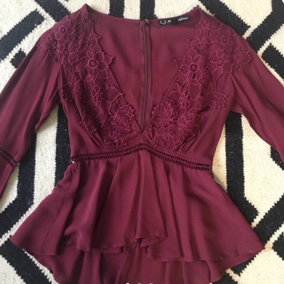 For Love and Lemons Wine Burgundy Blouse - Picture 2 of 2